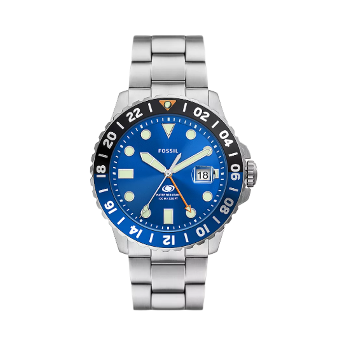 FS5991 Fossil Blue GMT 46mm Stainless Steel Blue Silver