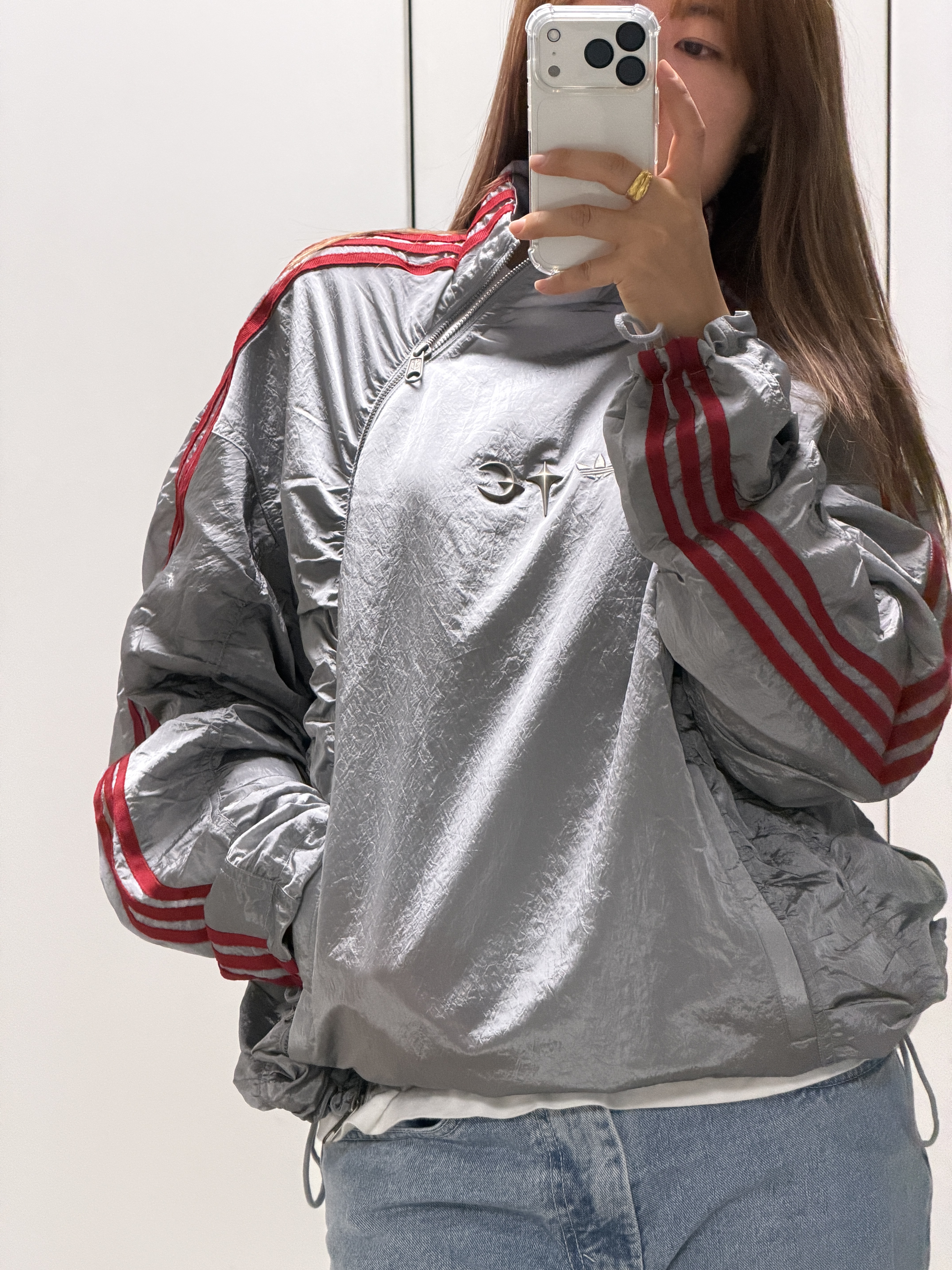 Adidas x Thug Club Teamgeist Sweat Hooded Zip Up Night Indigo - KR Sizing, Adidas x Thug Club Woven Track Top Light Onix Silver Metallic - KR Sizing 착용 스타일 - 4