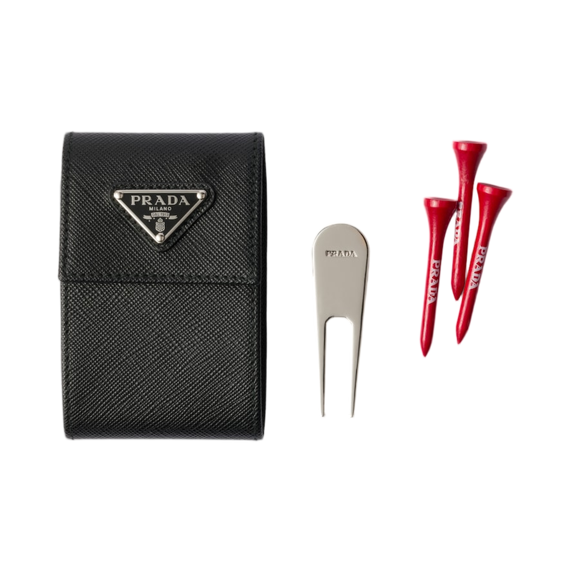 2XD065-2C7D-F0002 Prada Saffiano Leather Golf Tee Case Black