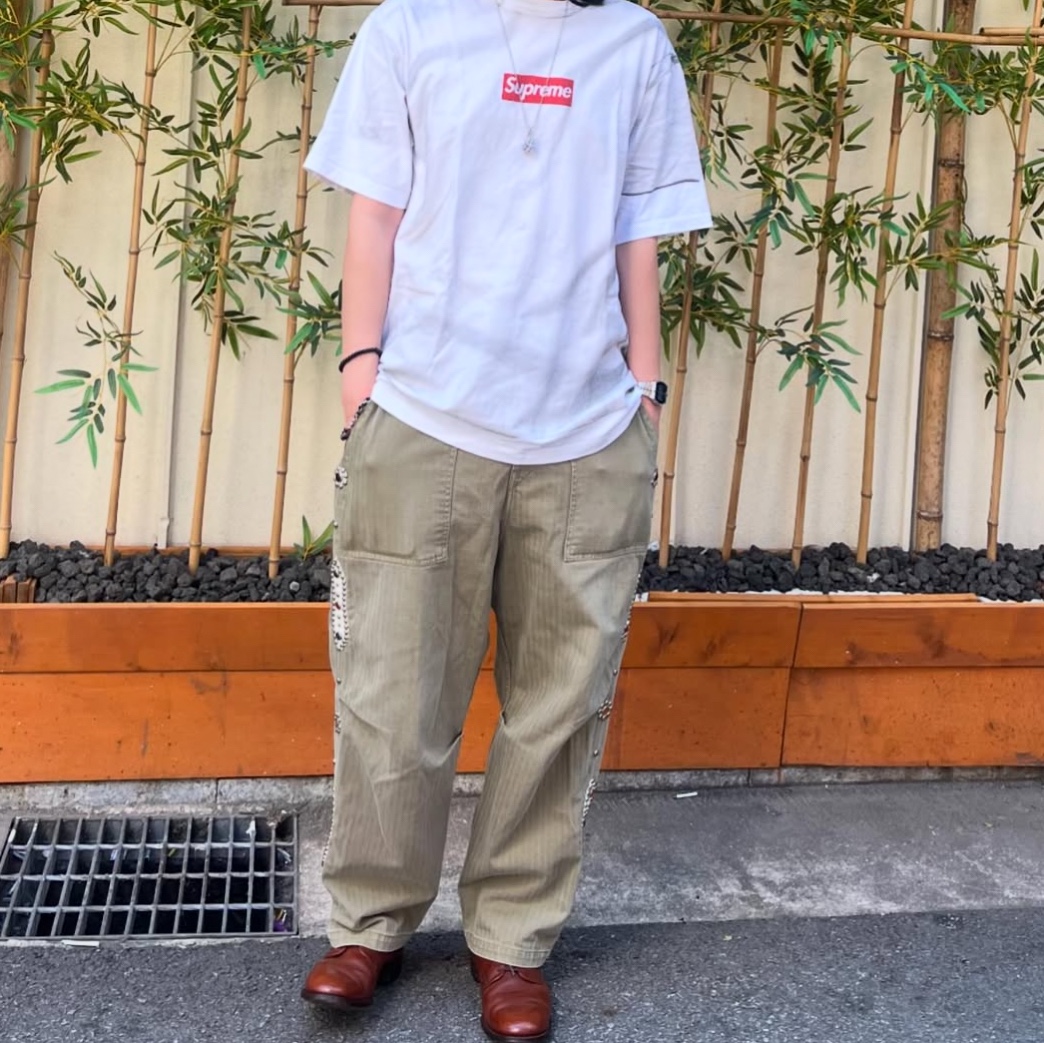 Supreme x MM6 Maison Margiela Box Logo T-Shirt White - 24SS, Kapital Sulfurized Herringbone Easy Baker Pants Studs Remake Khaki 착용 스타일