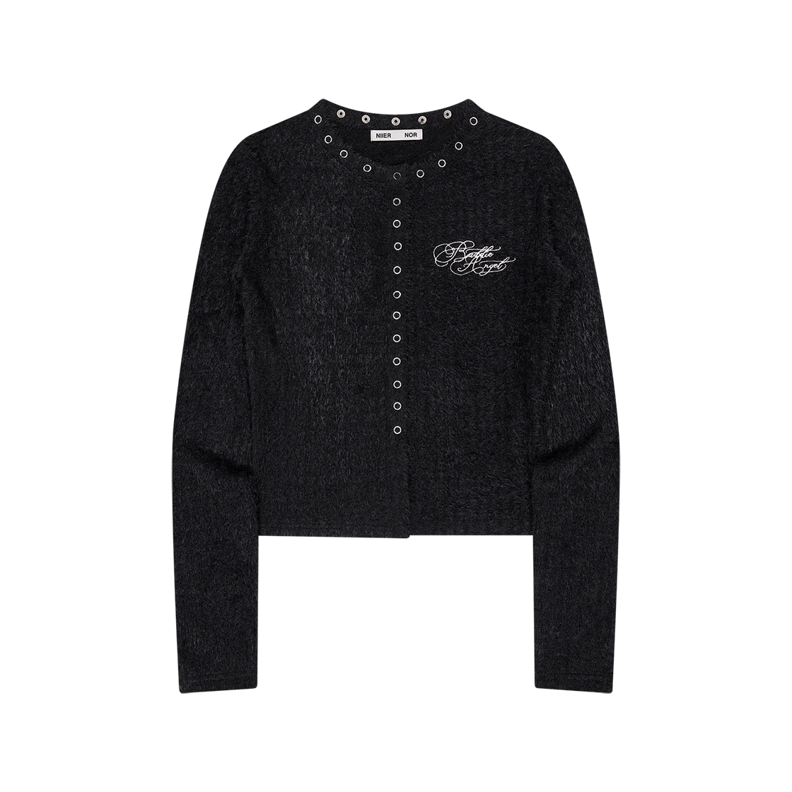 25NNFWOCAF001BK NIIER NOR Eyelet Fluffy Cardigans Black