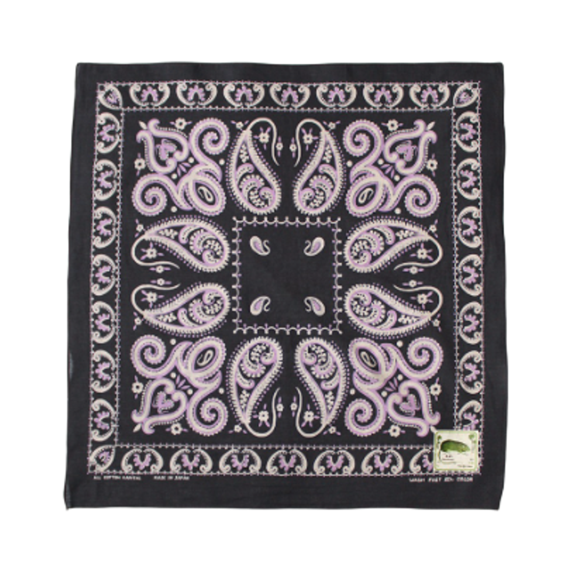 K2508BA501 Kapital Fastcolor Selvedge Bandana Sambo Paisley 20X20 Black