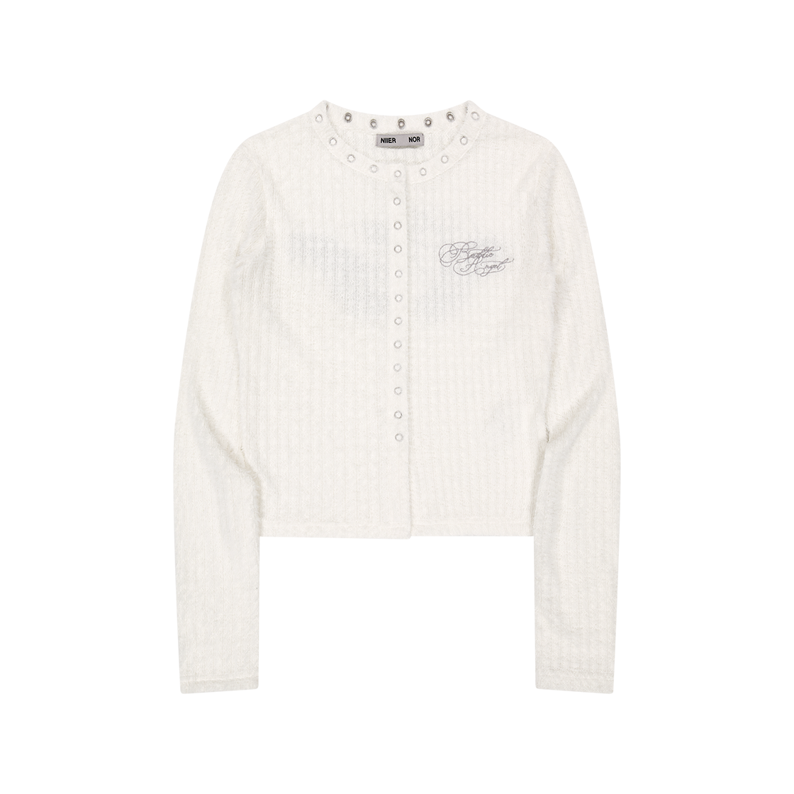 25NNFWOCAF001IV NIIER NOR Eyelet Fluffy Cardigans Ivory