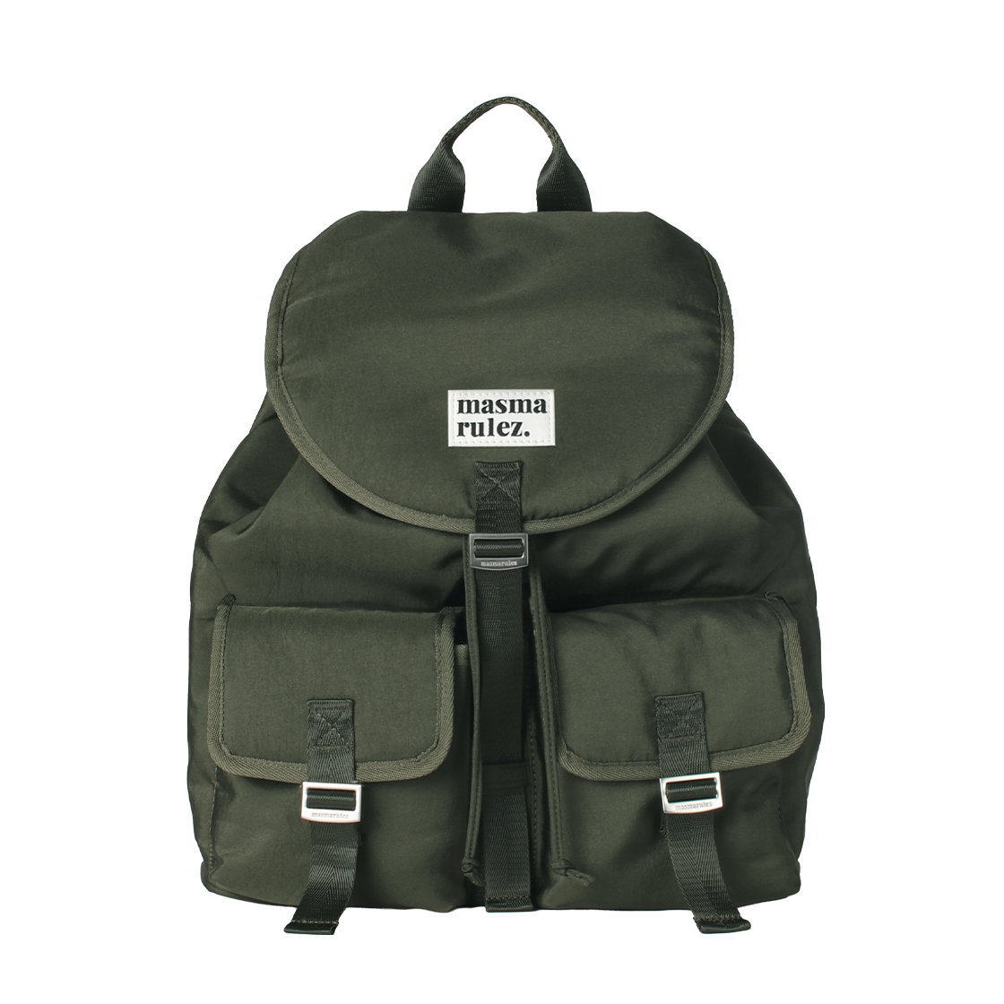 GLSBTDFLBPKK MASMARULEZ Glossy belted flap backpack_Khaki