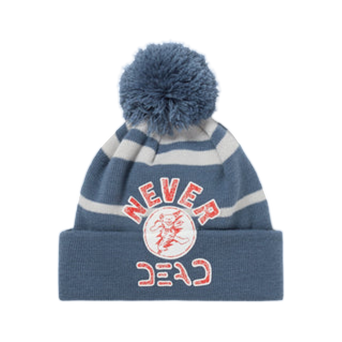 GD253KHWBE01DBL Thisisneverthat x Grateful Dead Lightning Bear Pom Beanie Dusty Blue