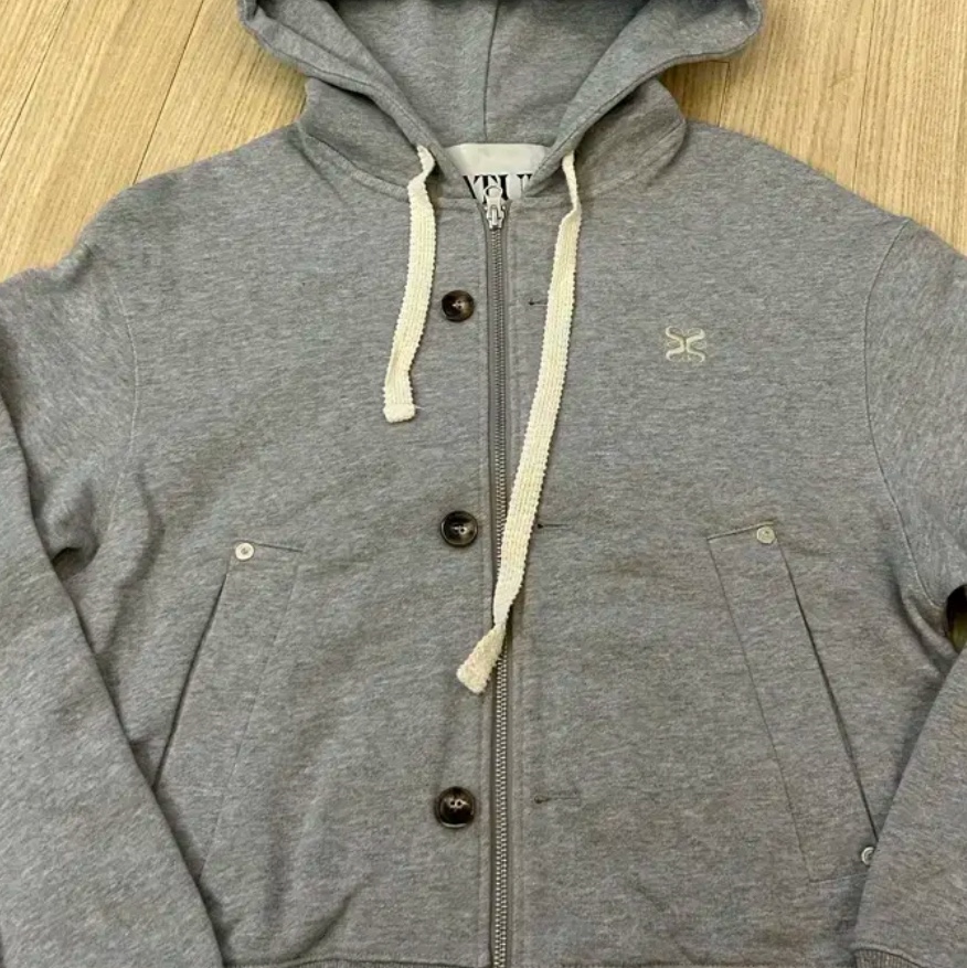 SATUR Teo Cotton All Day Hood Zip-up Melange Gray 착용 스타일