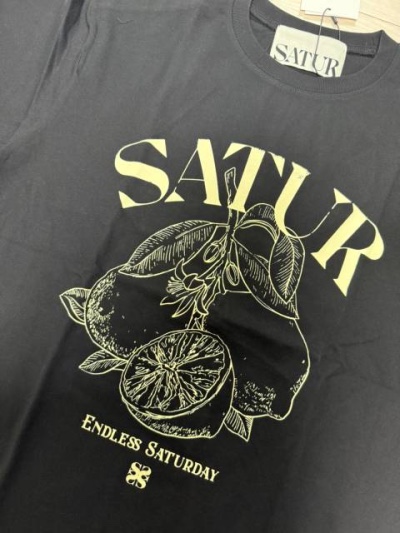 Satur Cafri Citron Drawing Summer Graphic T-Shirt Black 착용 스타일