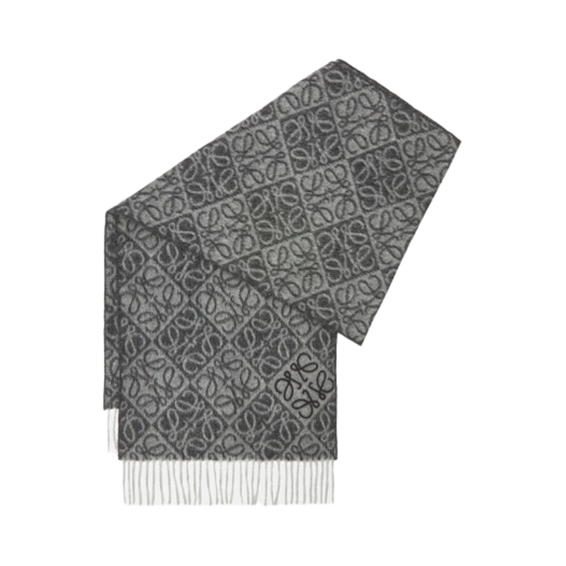 F811SS1X01-1140 (W) Loewe Anagram Muffler in Wool and Cashmere Dark Grey