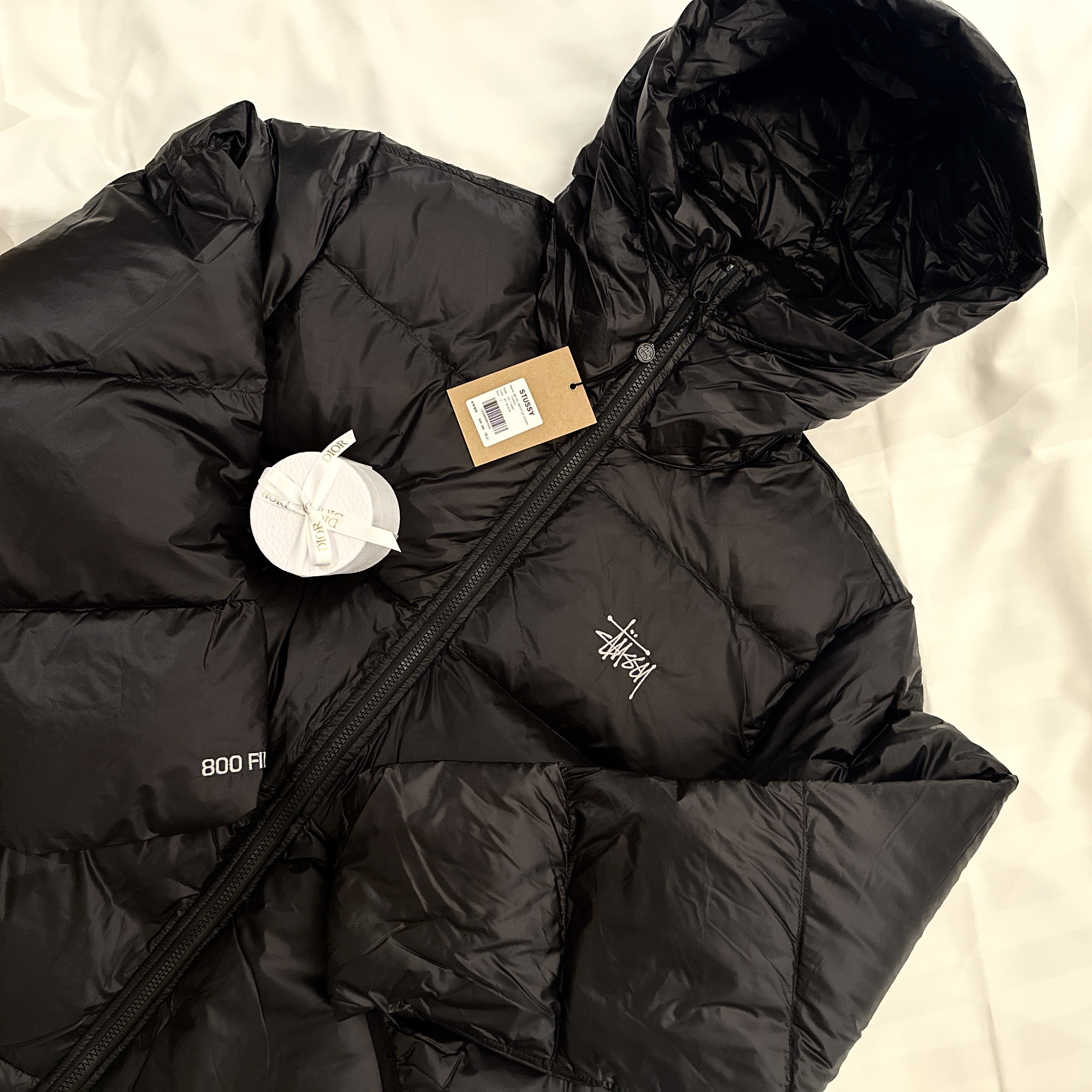 Stussy Micro Ripstop Down Parka Jet Black, (W) Dior Oblique Mitzah Scarf Silk Twill Navy Blue 착용 스타일 - 1