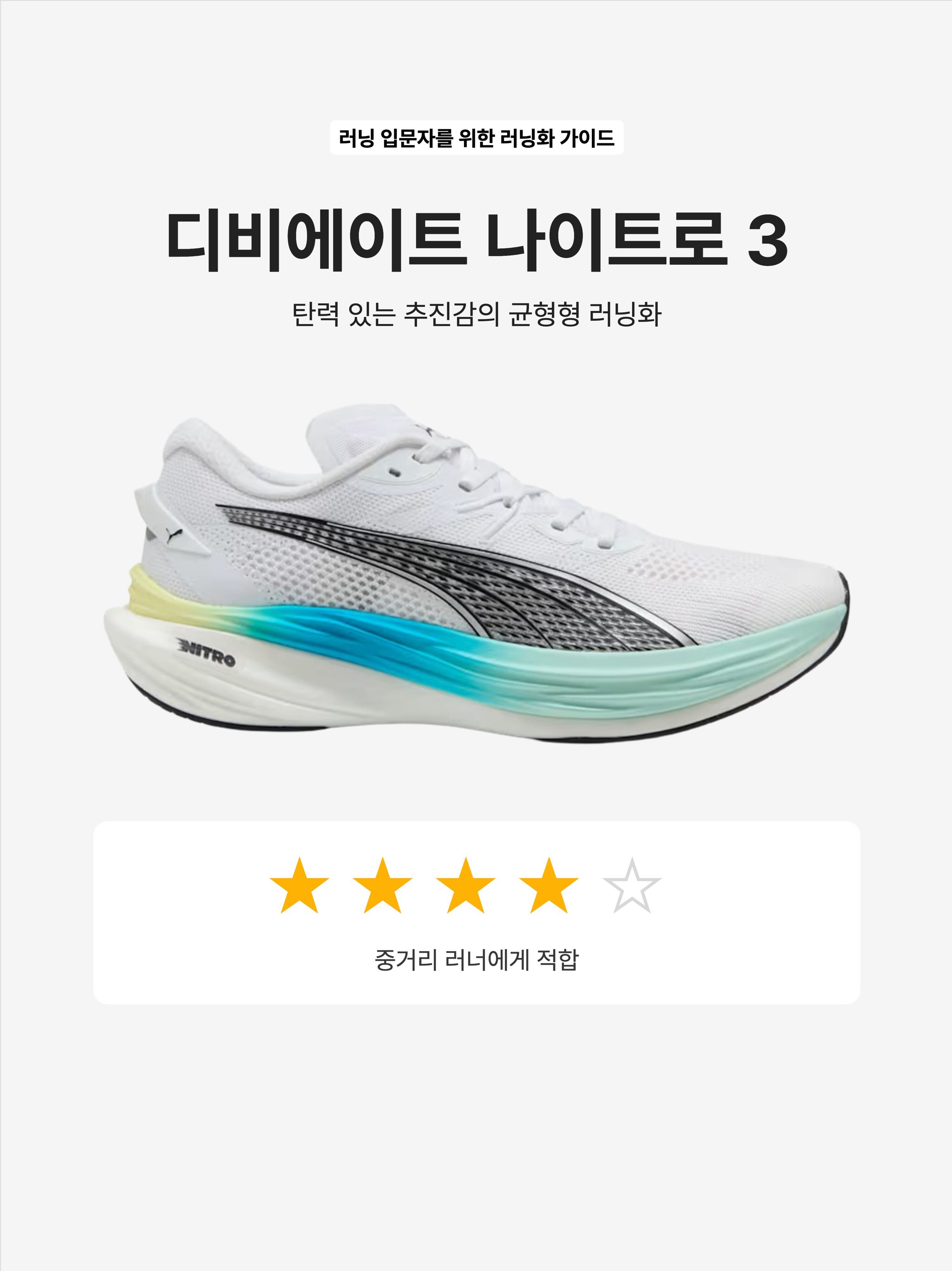 Puma Deviate Nitro 3 Wide White Speed Blue, Puma Deviate Nitro Elite 3 White Sun Stream 착용 스타일 - 1