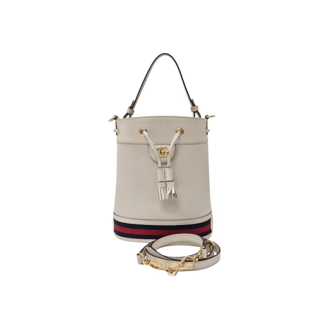 ITVNNMP6HAUS Gucci White Ophidia Small Bucket Tote Bag with Strap