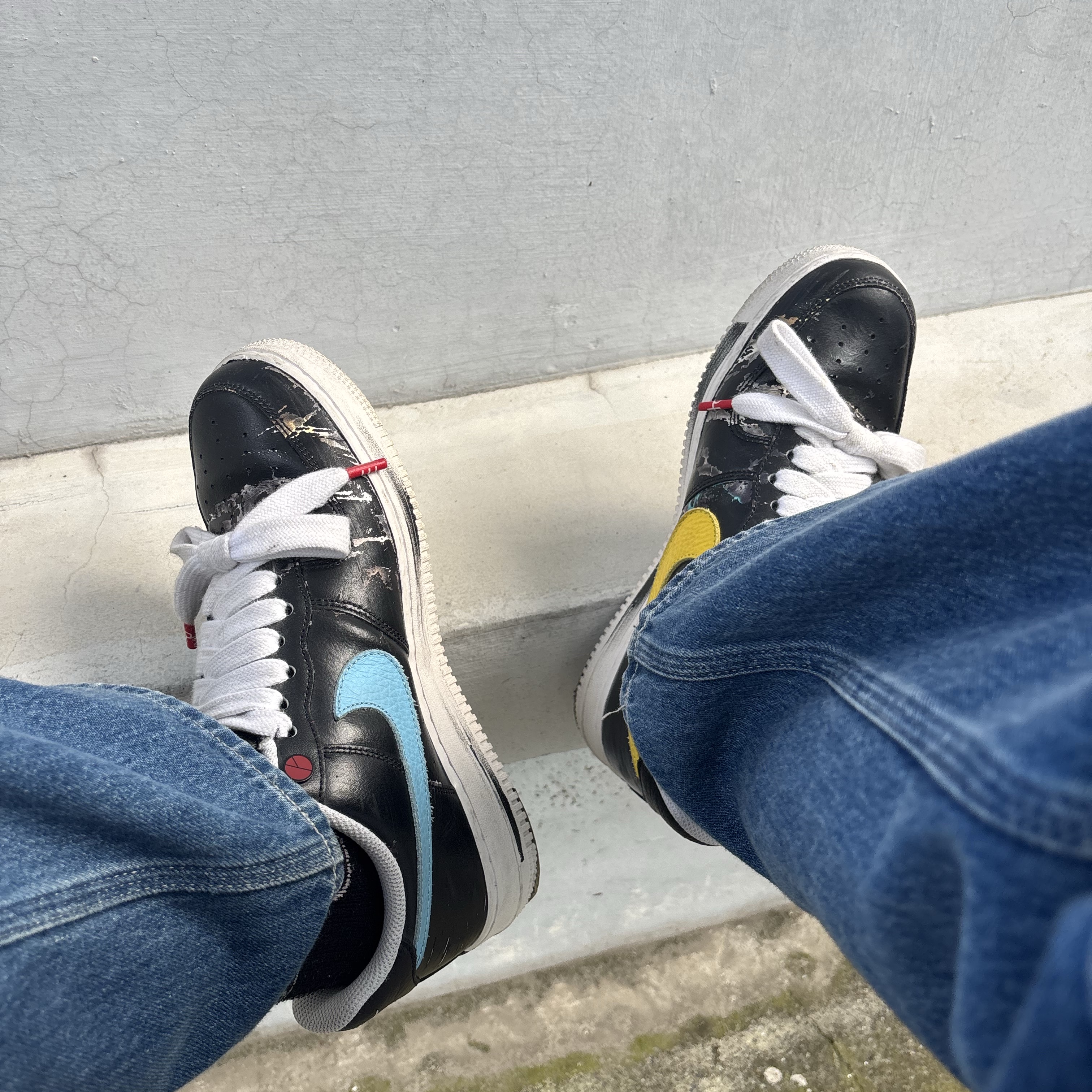 Nike x Peaceminusone Air Force 1 Low Para-Noise 3.0 Black and Multicolor 착용 스타일