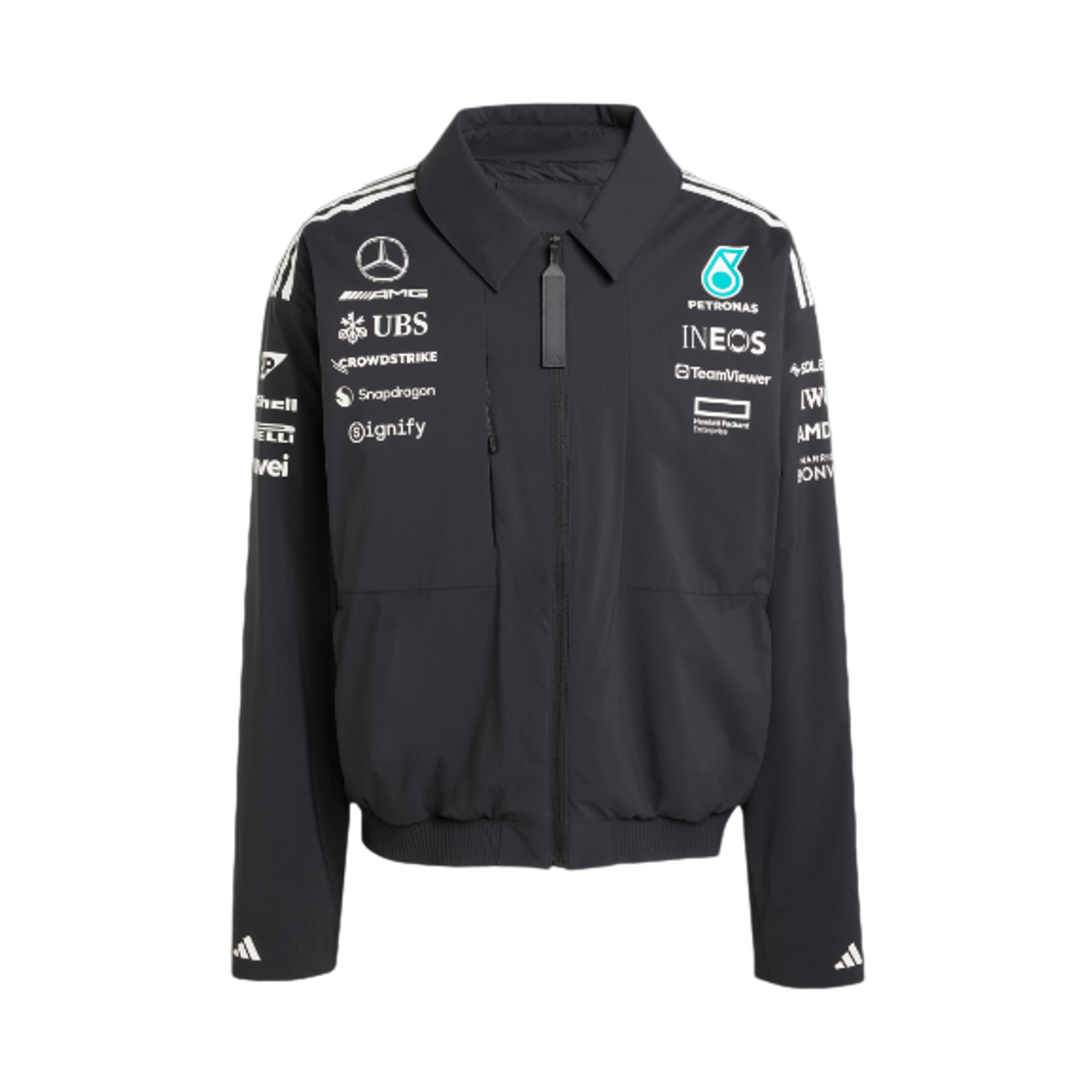 JX0748 Mercedes AMG Petronas x Adidas Formula One 2025 Team Jacket Black White - KR Sizing
