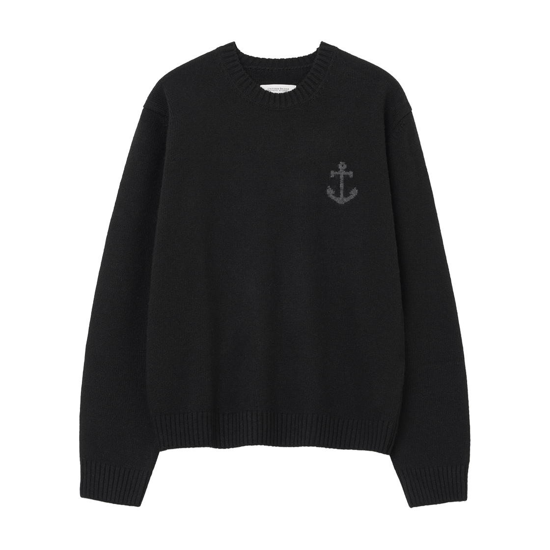 UB2599PO217MBB Uniform Bridge Cashmere Blended Anchor Crew Neck Knit Black