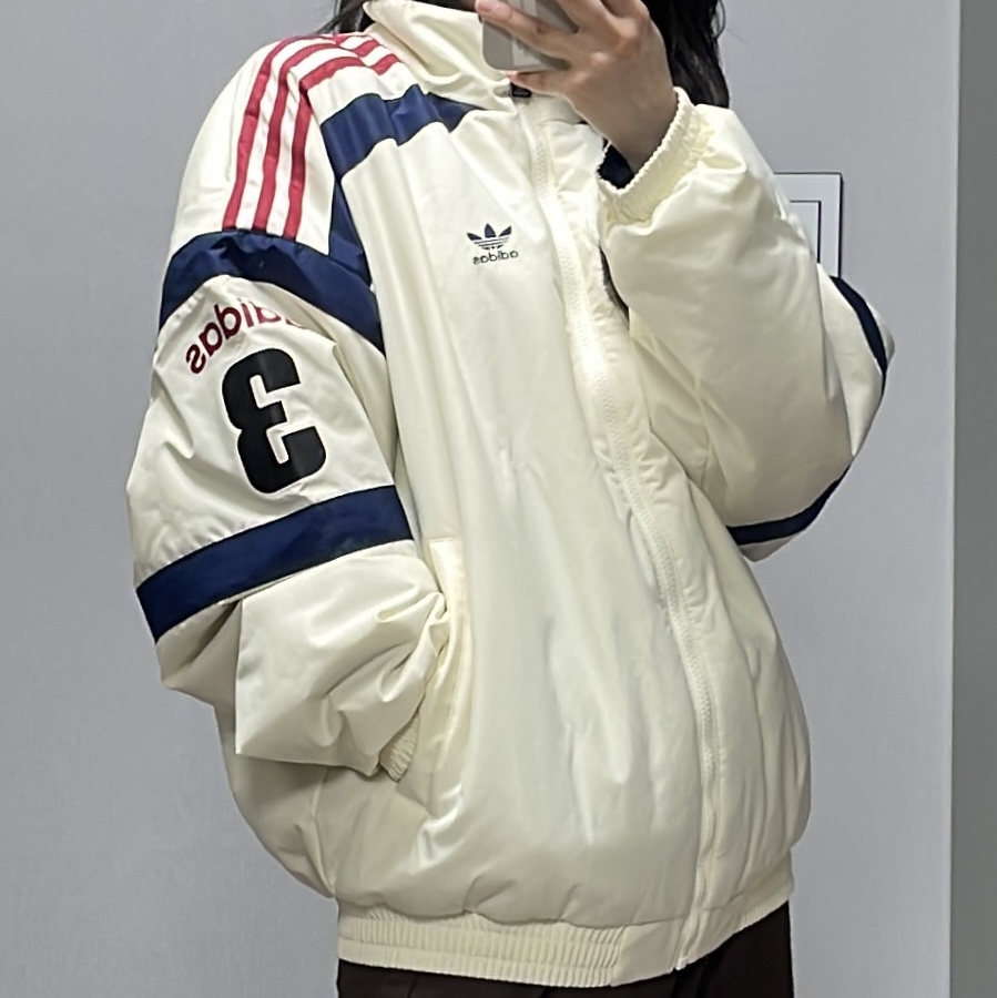 Adidas Team Reversible Padded Jacket Cream White - KR Sizing 착용 스타일 - 3
