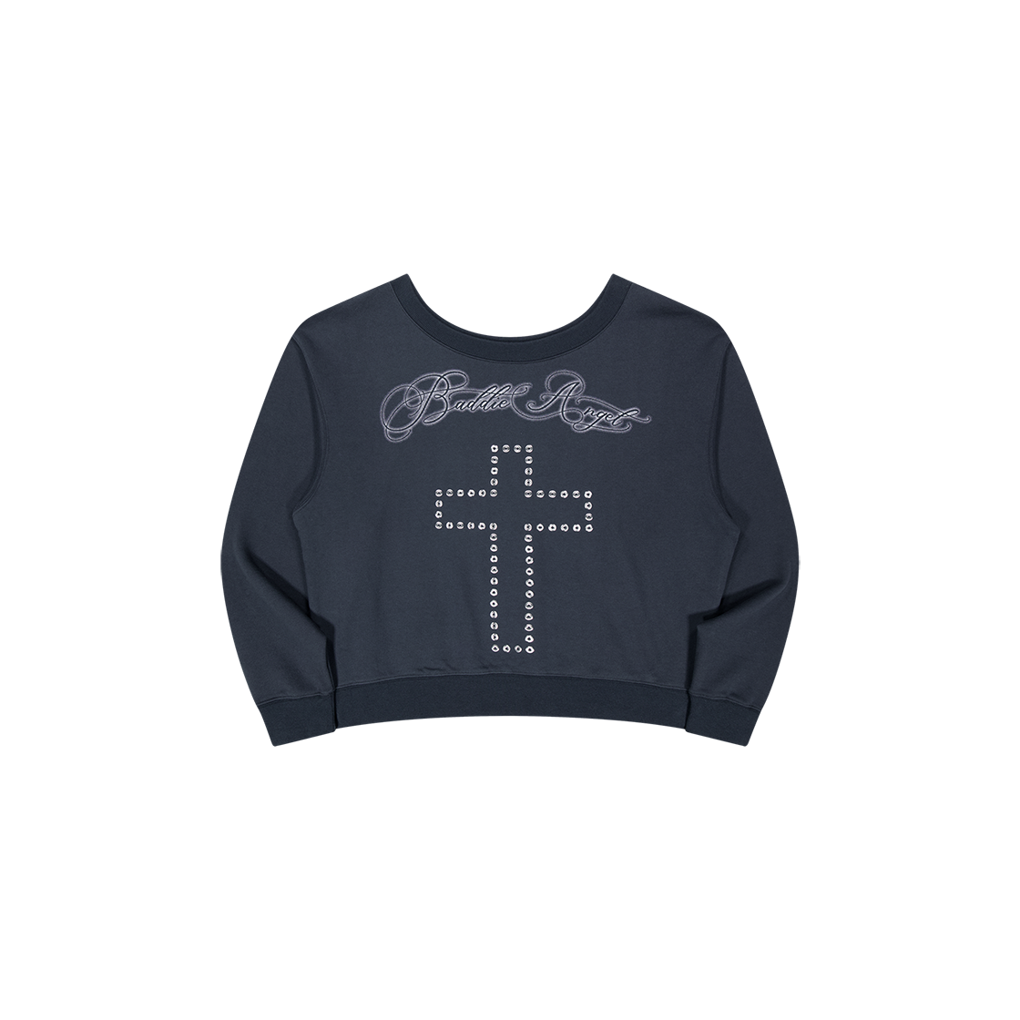 25NNFWTCRF001GA NIIER NOR Ba-Cross Off-Shoulder Sweatshirt Greyish Navy