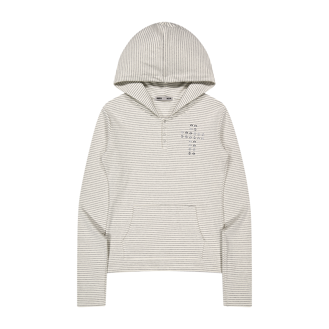 25NNFWTHDF001IV NIIER NOR Cross Stripe Henley Hoodie Ivory