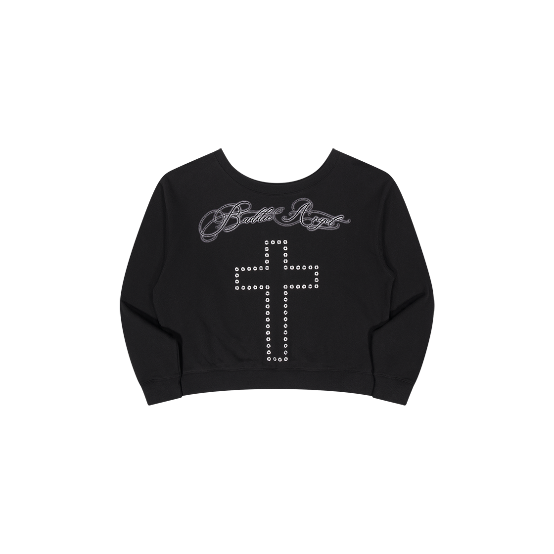 25NNFWTCRF001BK NIIER NOR Ba-Cross Off-Shoulder Sweatshirt Black