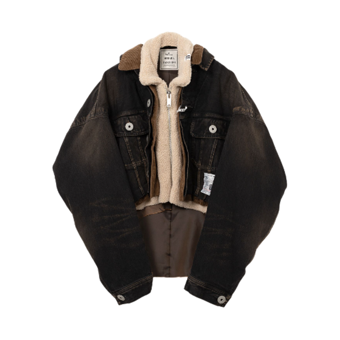 (W) 메종 미하라 야스히로 트리플 레이어드 데님 자켓 블랙((W) Maison Mihara Yasuhiro Triple Layered Denim Jacket Black)