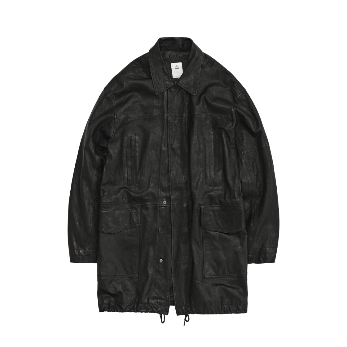 폴리테루 램스킨 카 코트 블랙