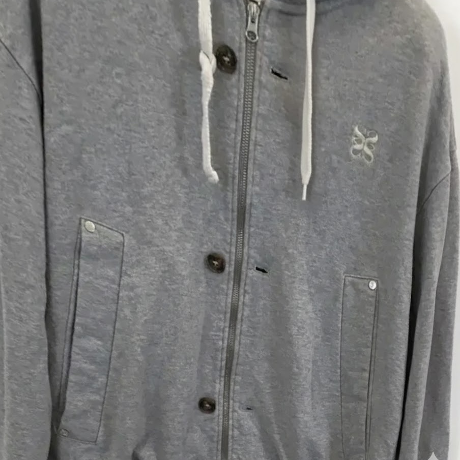 SATUR Teo Cotton All Day Hood Zip-up Melange Gray 착용 스타일