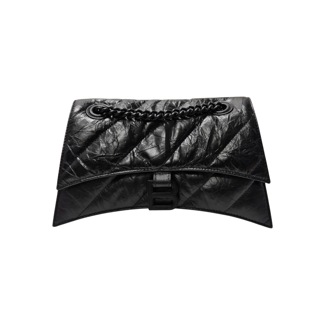 ITSALNLG2IGR Balenciaga Black Calfskin Crush Small Chain Shoulder Bag