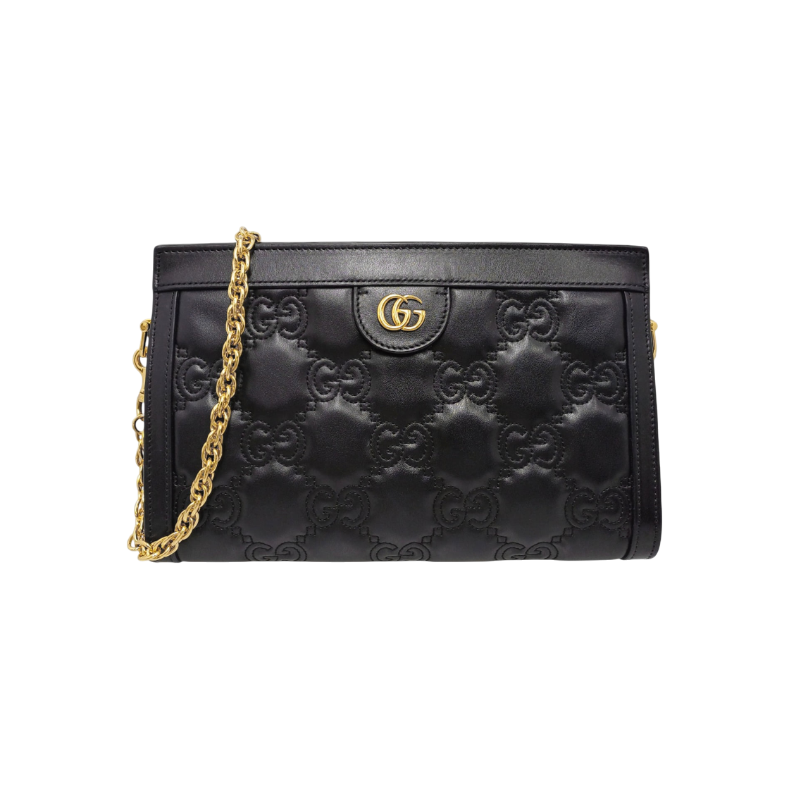 ITO4FP7W77N3 Gucci GG Matelasse Black Leather Small Shoulder Bag