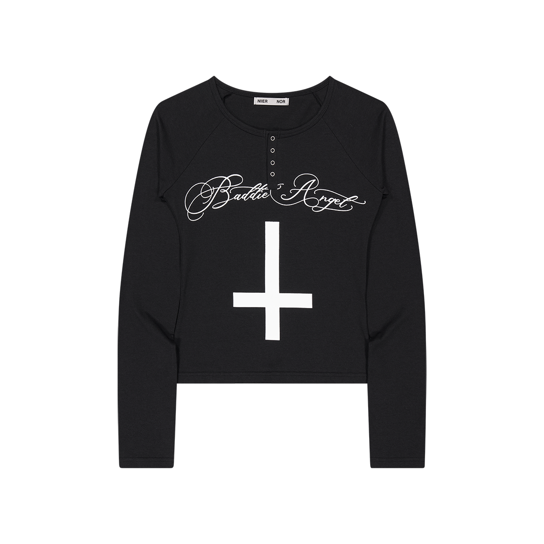 25NNFWTLSF001BK NIIER NOR Cross Henley L/S Tee Black