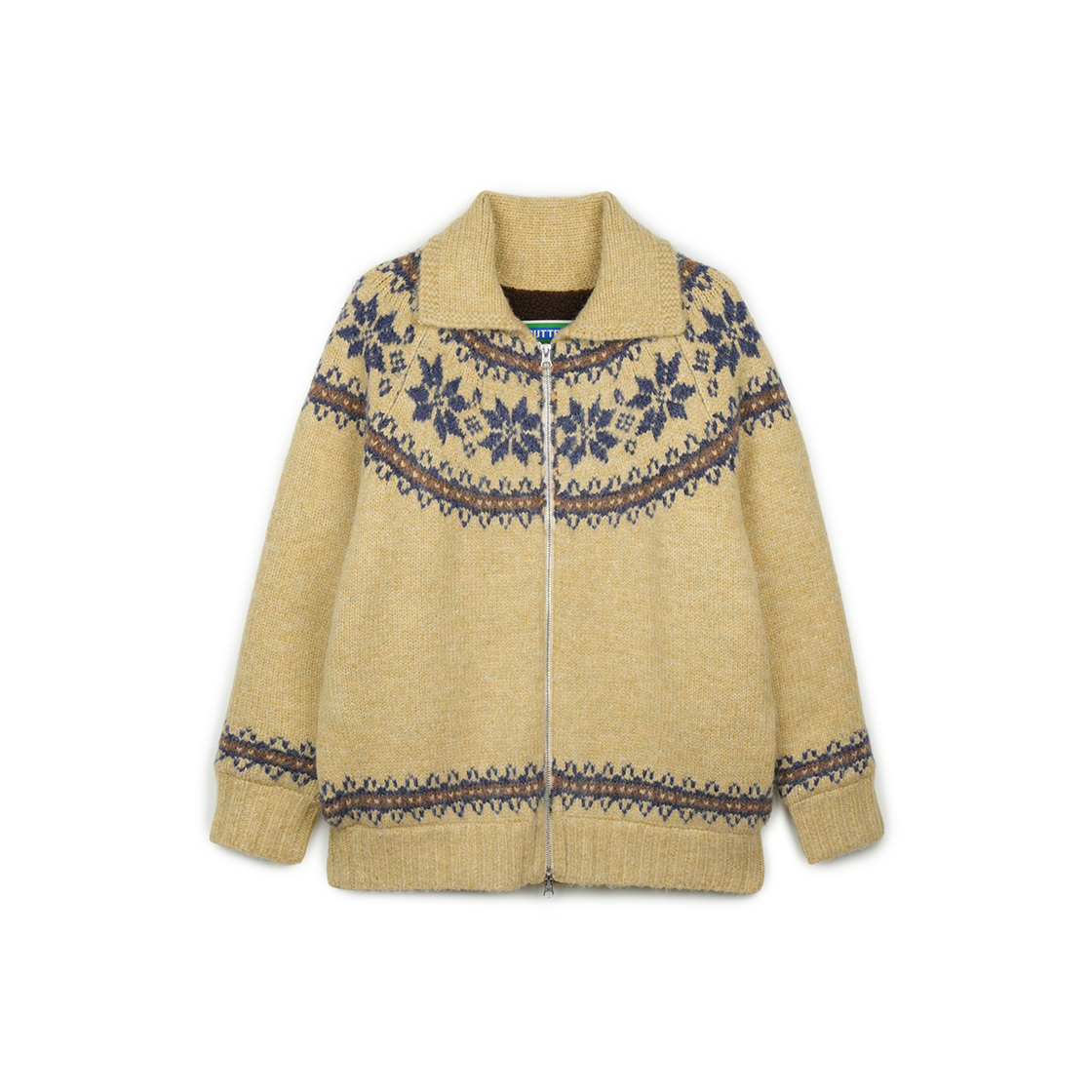 P0000BGE Greenbutter Shearling Nordic Zip Cardigan Beige
