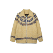 Greenbutter Shearling Nordic Zip Cardigan Beige