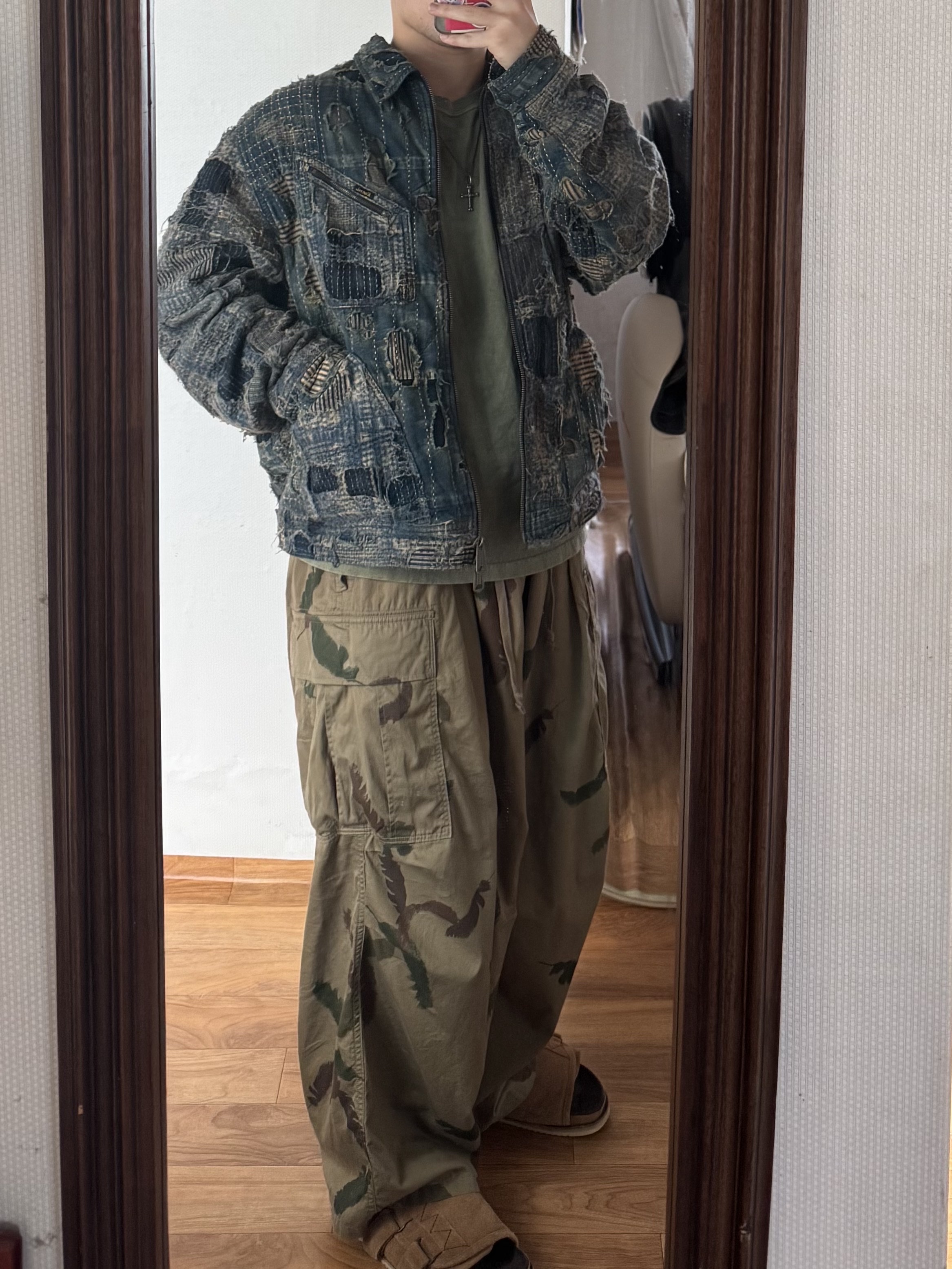 Kapital Boro Zip Up Indigo, [프리오더] Polyteru 925 Silver Chain 001 (Chain Long Ver.) 착용 스타일 - 2