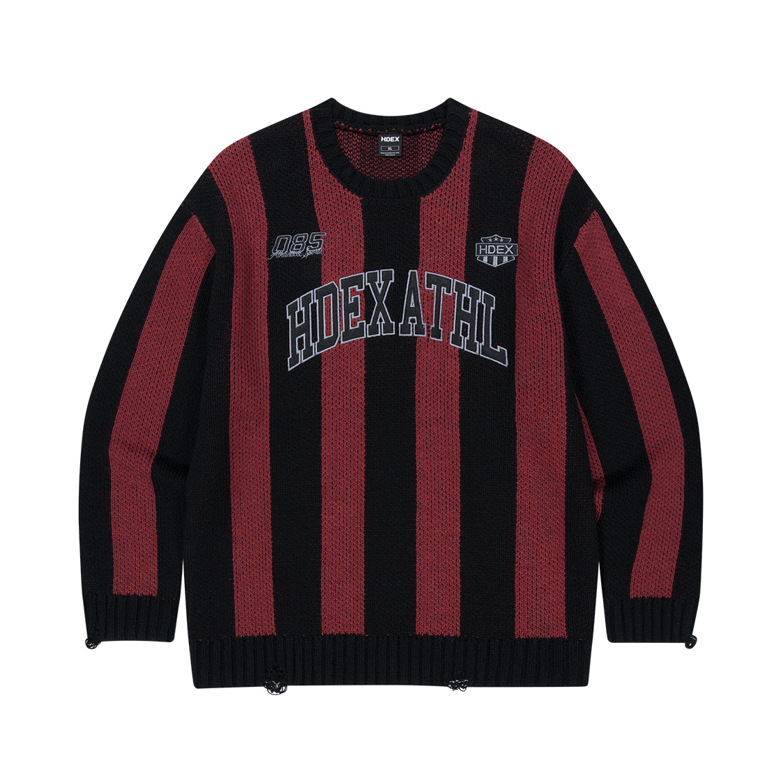 H253MOLKN11DRD HDEX Athletic Stripe Knit Deep Red