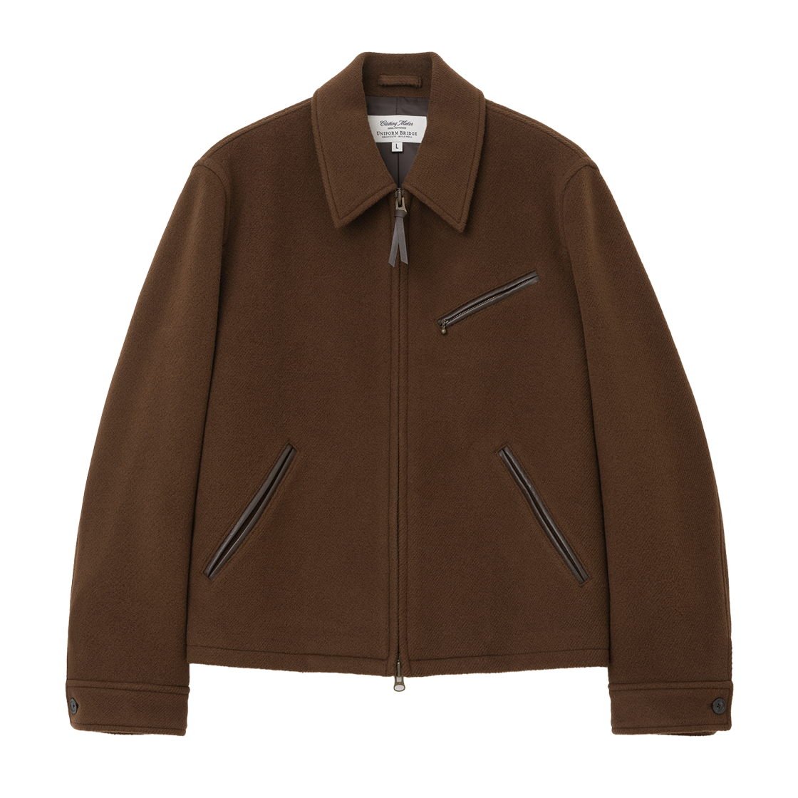 UB2599CT253MBR Uniform Bridge Wool Sport Zip-Up Jacket Brown