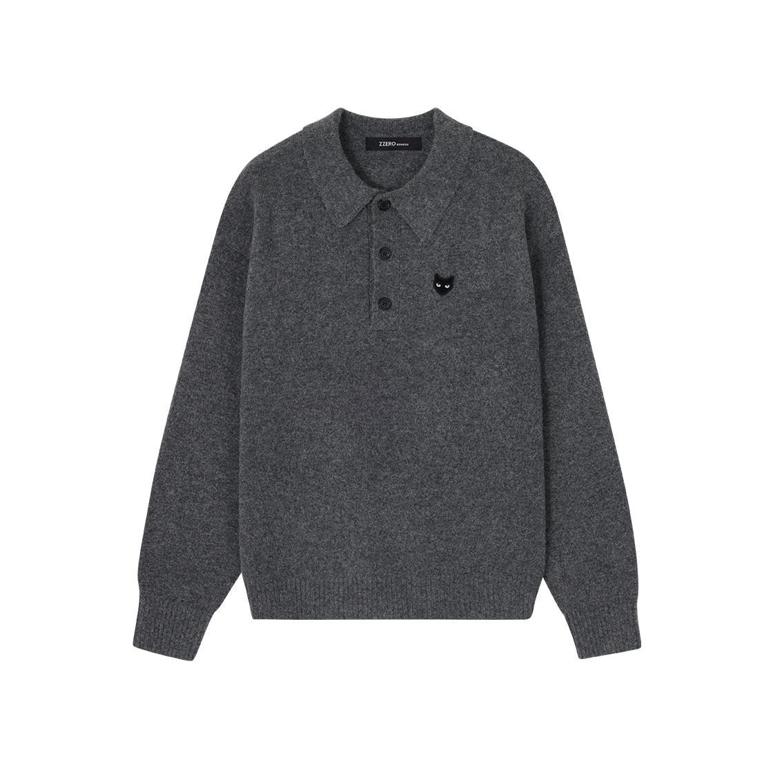 송지오 지제로 헤어리 볼륨 카라넥 니트 멜란지 그레이