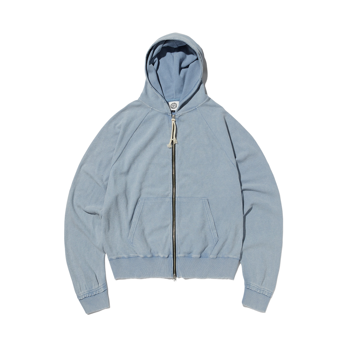 PDP252HD03AWE Punch Drunk Parties PCDP Washed Waffle Zip-up Hoodie WASHED BLUE