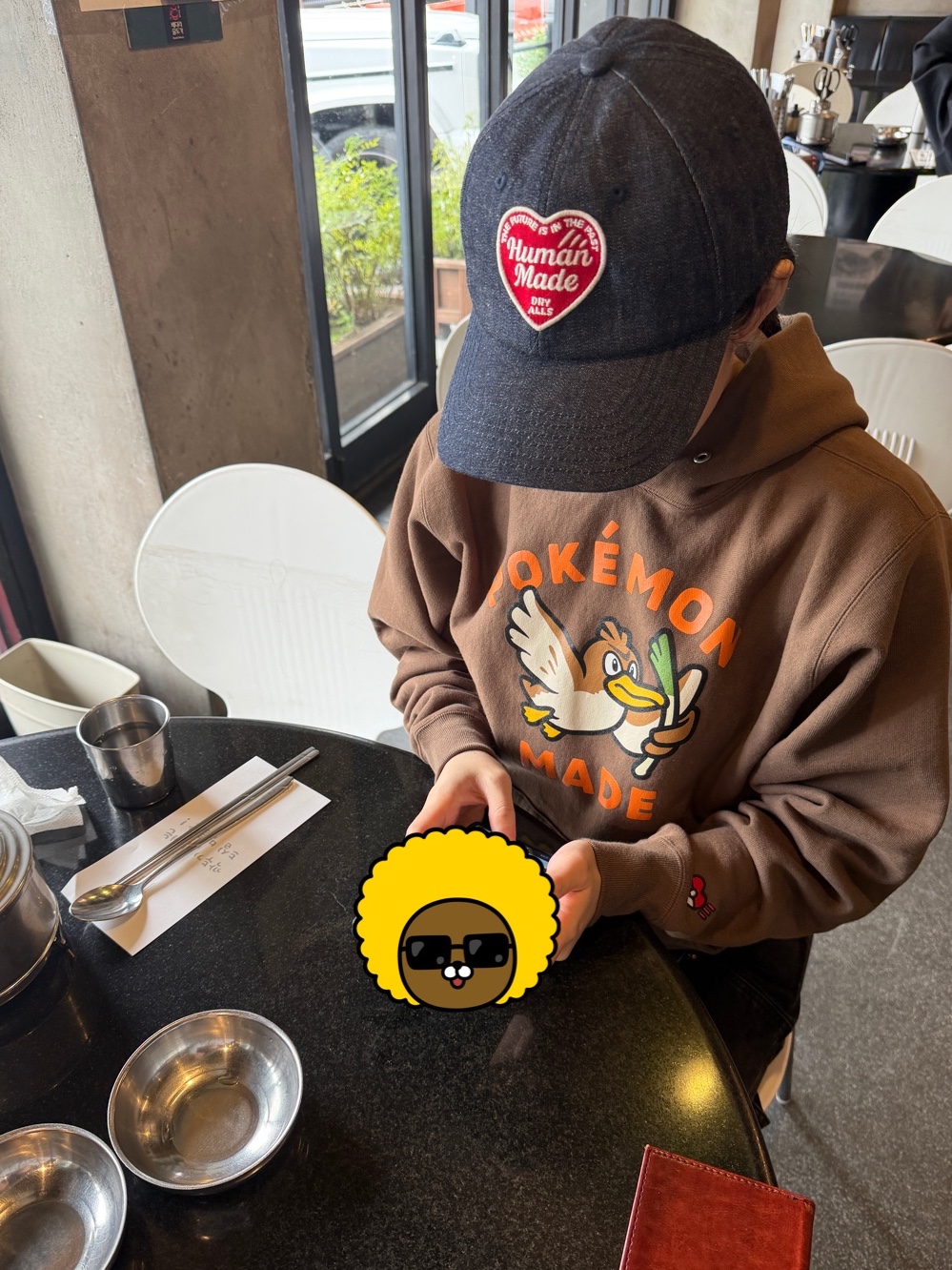 Human Made x Pokemon Made Heavyweight Hoodie Brown 착용 스타일