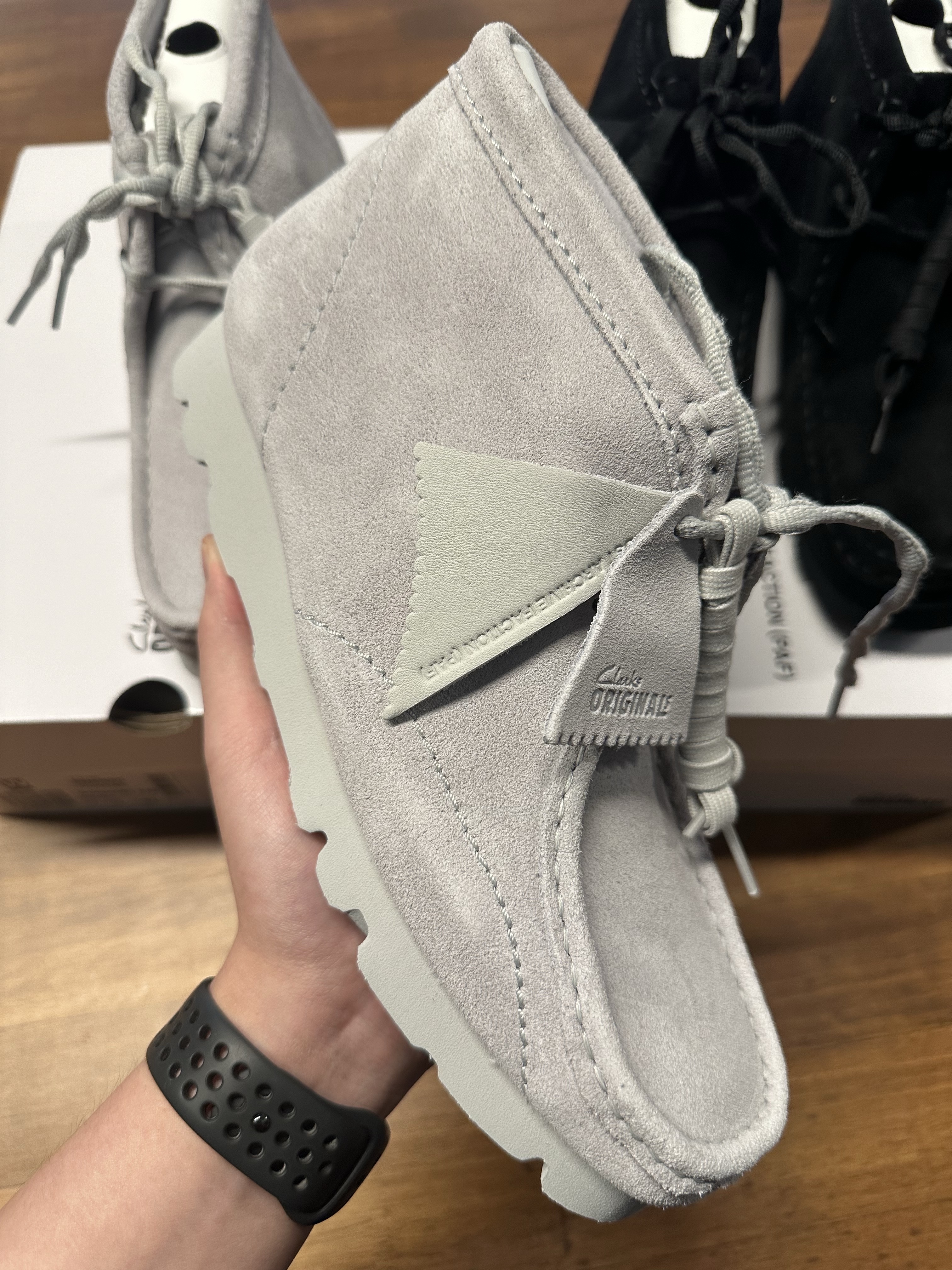 Clarks x Post Archive Faction (Paf) WallabeeBT Grey Blue 착용 스타일