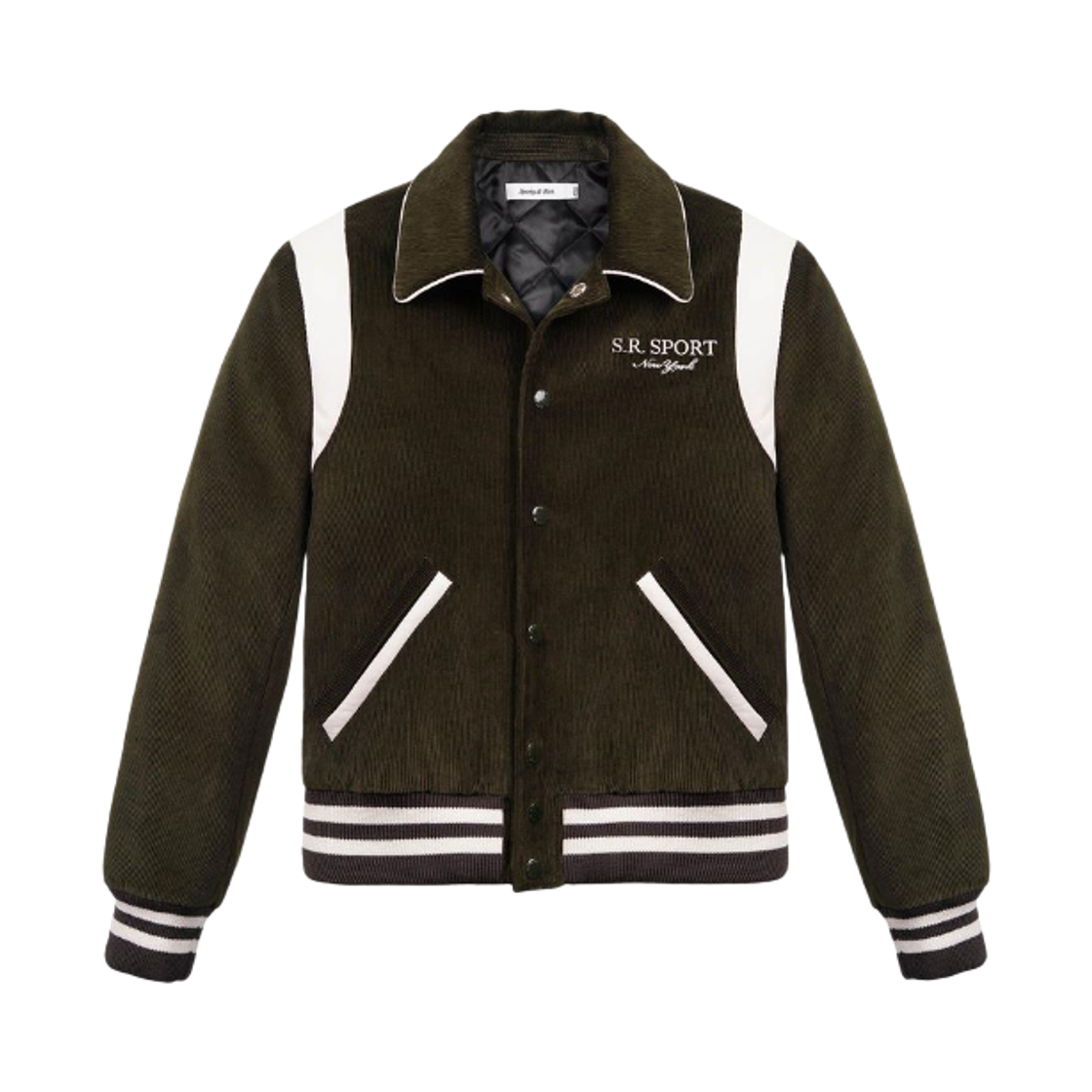 JAAW233DO (W) Sporty & Rich SR Sport Corduroy Varsity Jacket Dark Olive