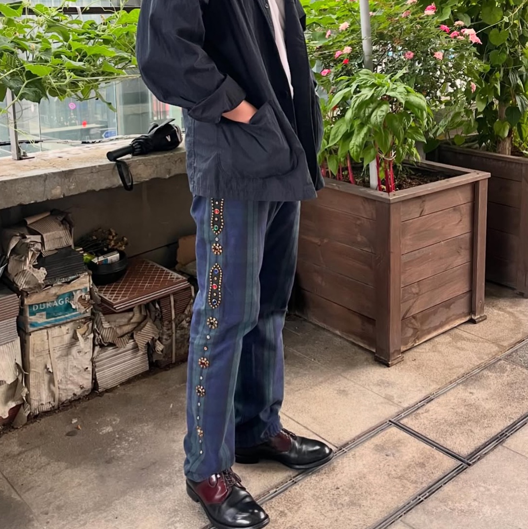 Kapital Ripstop Hospital Jacket Khaki, Kapital 11 oz. Tartan Check 5P Monkey Cisco Pants Studs Remake Green Black 착용 스타일
