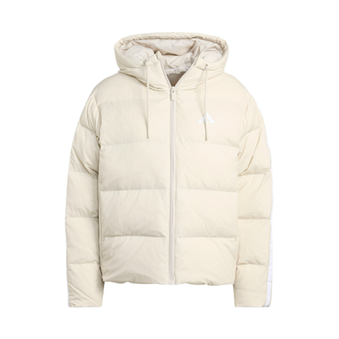 JM4107 (W) Adidas Essentials Climawarm 3-Stripes Puffer Down Hoodie Jacket Beige - KR Sizing
