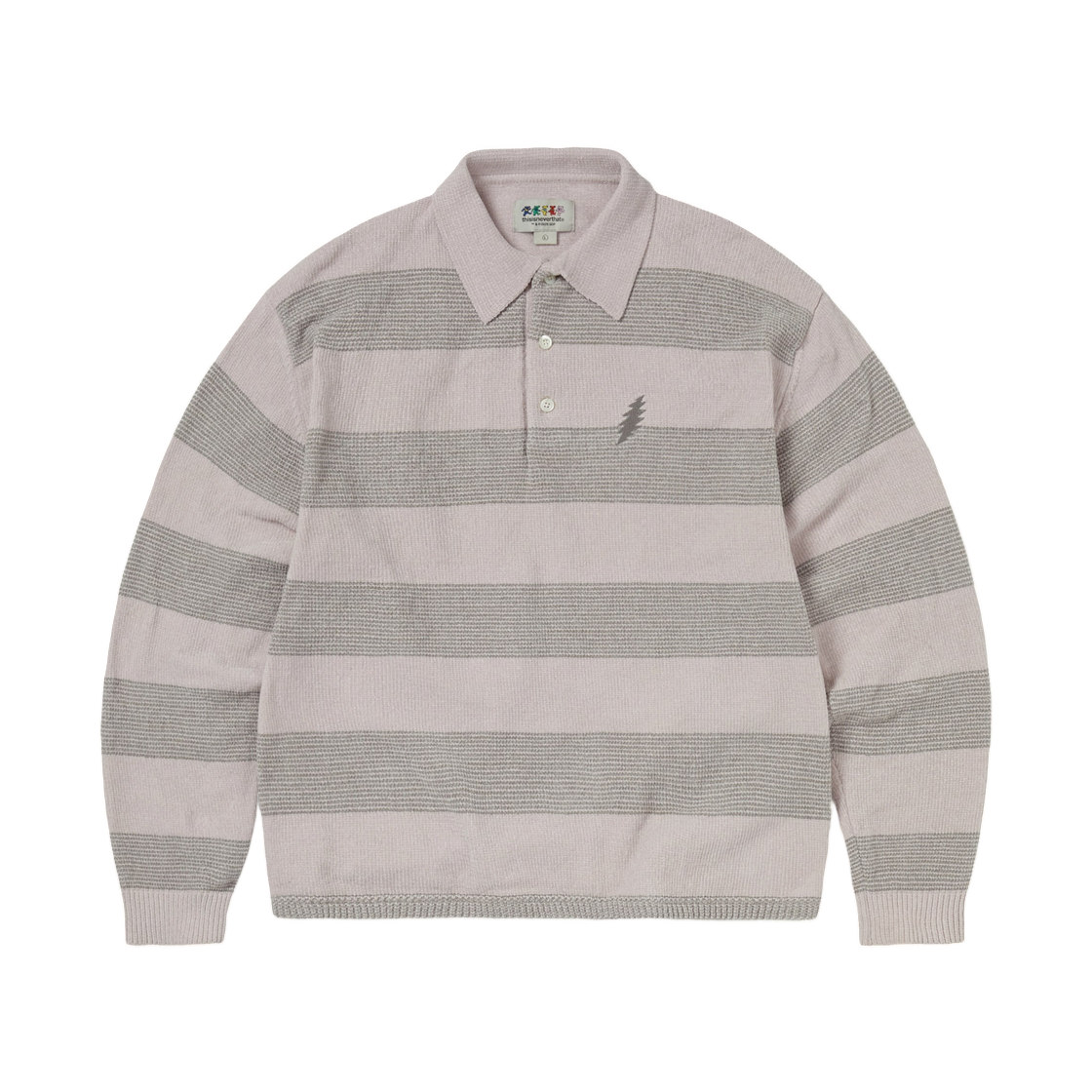 디스이즈네버댓 x 그레이트풀 데드 라이트닝 벨벳 니트 폴로 라이트 핑크(Thisisneverthat x Grateful Dead Lightning Velvet Knit Polo Light Pink) - 1