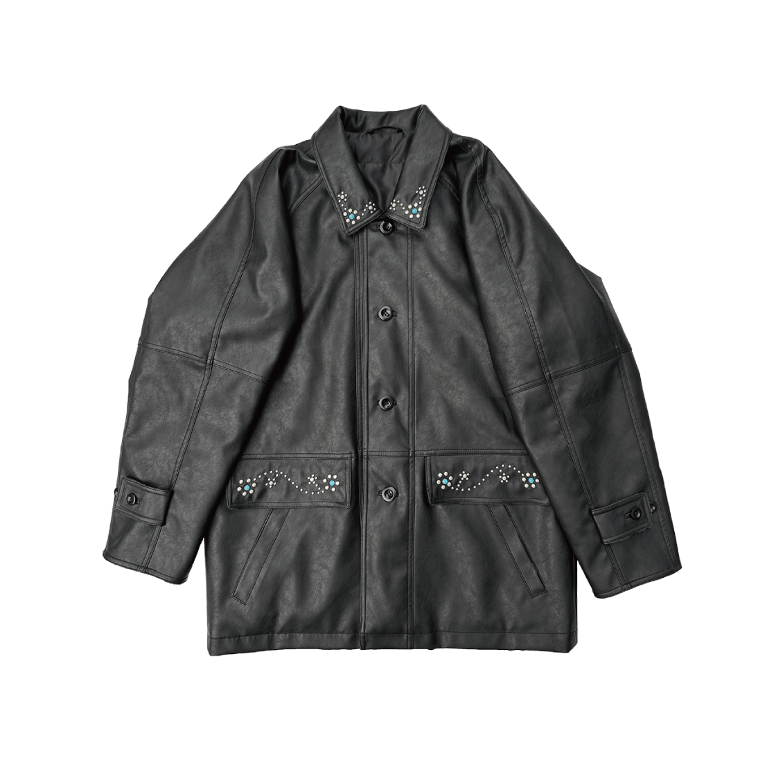 캐주얼 매뉴얼 레더 하프 자켓 블랙(Kasual Manual Leather Half Jacket Black)