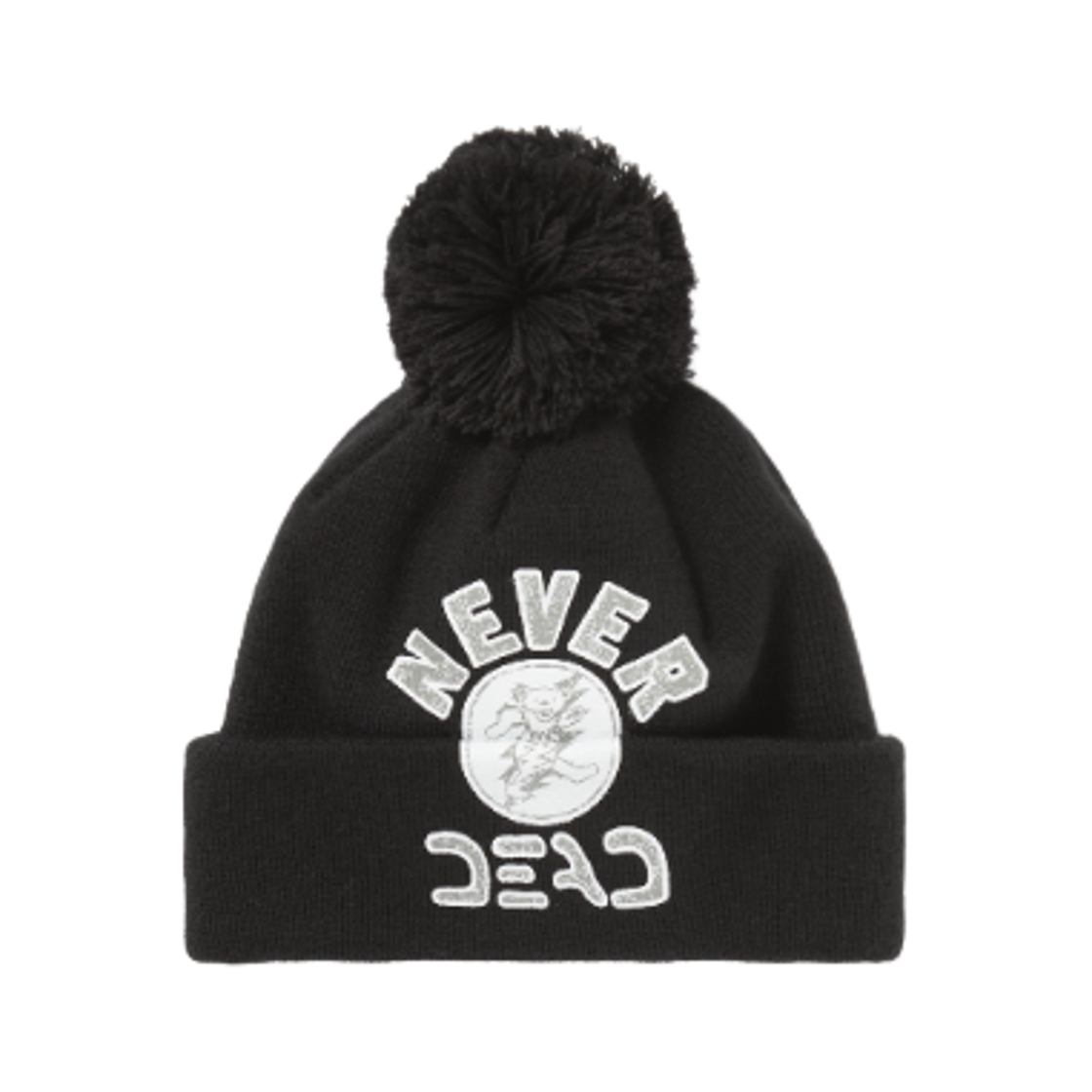 GD253KHWBE01BLK Thisisneverthat x Grateful Dead Lightning Bear Pom Beanie Black