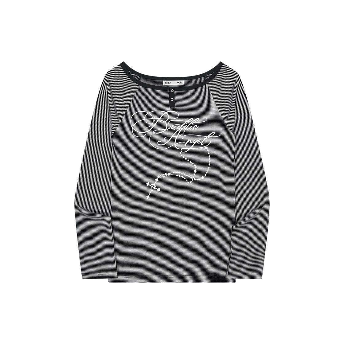 25NNFWTLSF002BK NIIER NOR Rosary Stripe L/S Tee Black