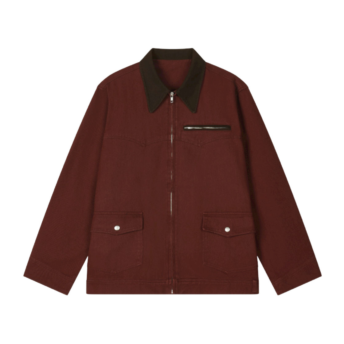 홍우성 유틸리티 트윌 코튼 집업 자켓 버건디(Hongwoosung Utility Twill Cotton Zip-Up Jacket Burgundy)