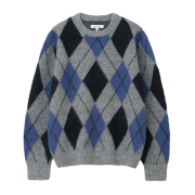Uniform Bridge Argyle Brushed Crew Neck Knit Grey