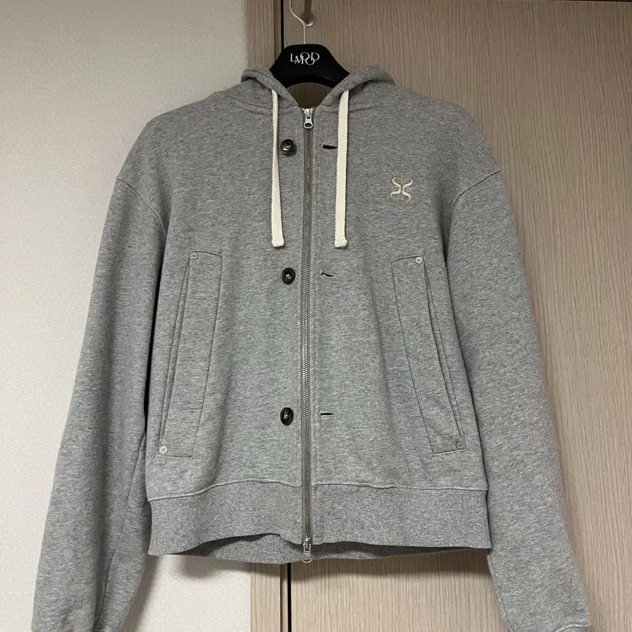 SATUR Teo Cotton All Day Hood Zip-up Melange Gray 착용 스타일