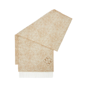 (W) Loewe Anagram Muffler in Wool and Cashmere Beige