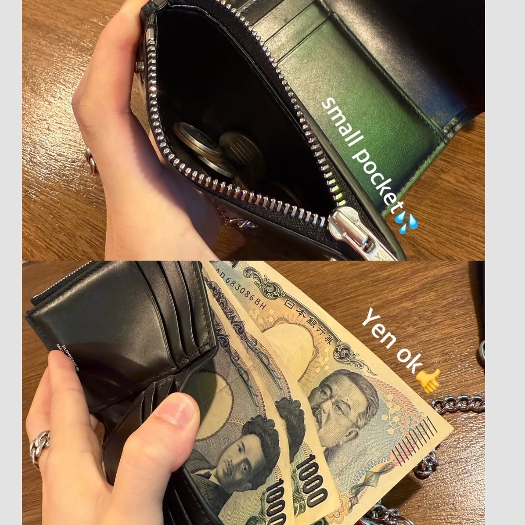Supreme Leather Chain Wallet Black 착용 스타일 - 3