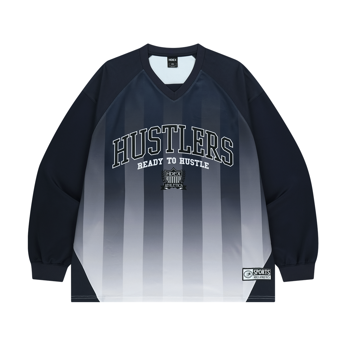 H253UOLTL050NV HDEX Stripe Jersey Long Sleeve Navy